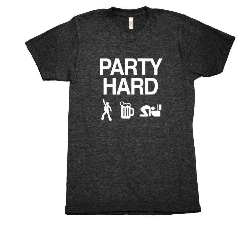 Party hard tri blend tshirt Black Mens