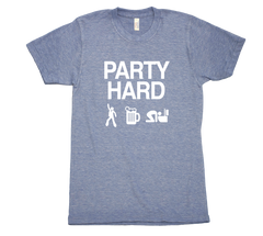 Party hard tri blend tshirt Blue Mens