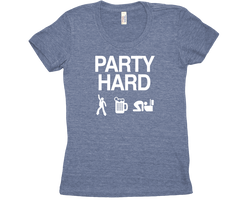 Party hard tri blend tshirt Blue Womens