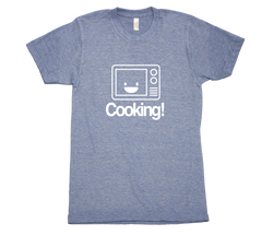 Cooking with a microwave tshirt Blue Mens