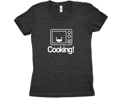 Cooking with a microwave tshirt Black Womens