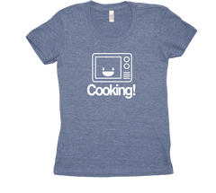 Cooking with a microwave tshirt Blue Womens