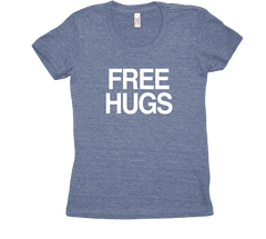 Free Hugs Tri Blend Tshirt Blue Womens